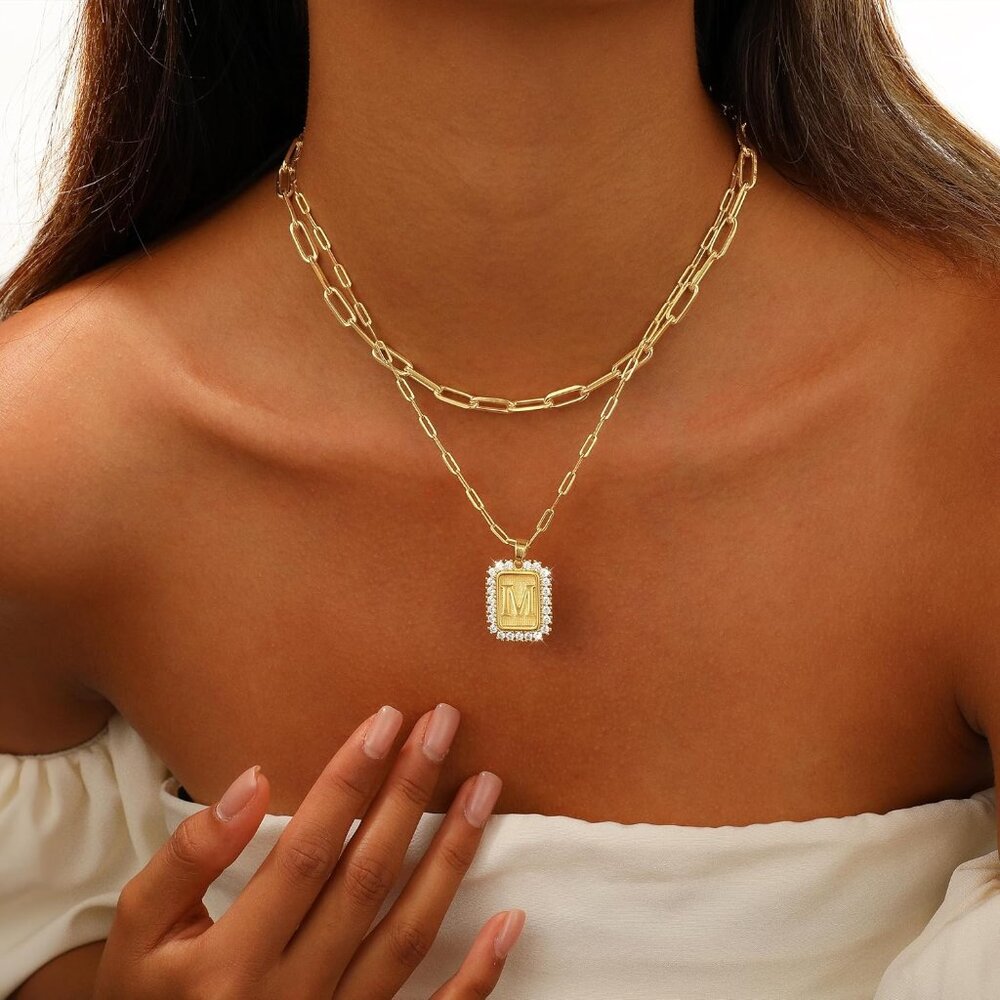 Personalized Gold Paperclip Initial Necklace For … - image 3